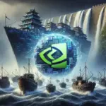 "Illustration of Nvidia logo with a backdrop of the Chinese flag, symbolizing the impact of Chinese anti-monopoly allegations on Nvidia's international partnerships."