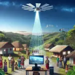 "Satellite internet installation in a remote Indigenous community, showcasing advanced technology bridging the digital divide and enhancing connectivity for underserved populations."